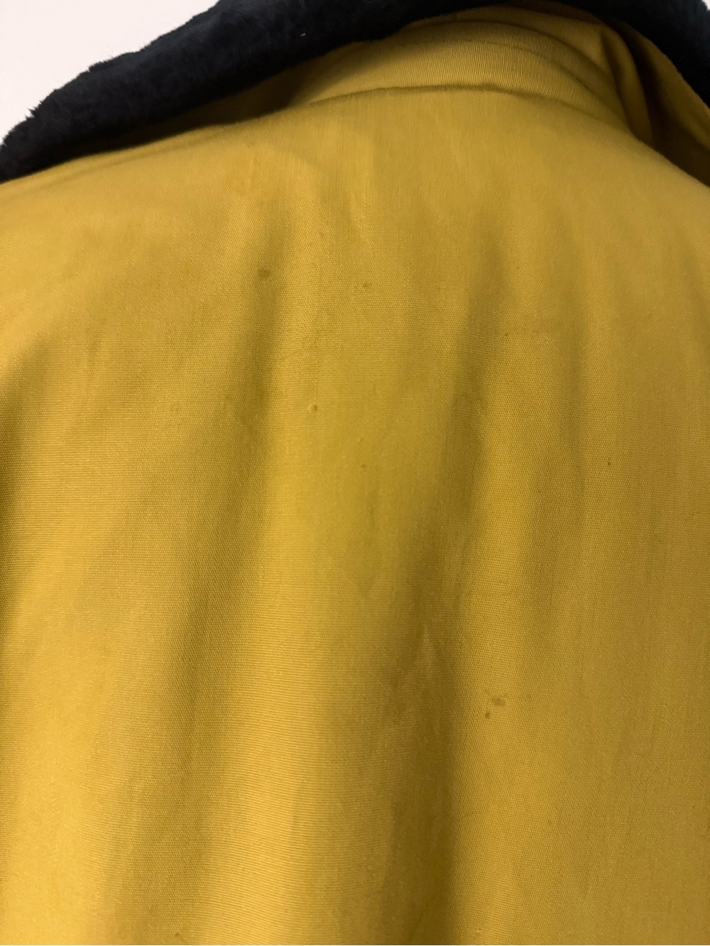 Vintage Cresco Mustard Faux Fur Lined Car Coat Double Breasted Size 38 Medium - Picture 10 of 16